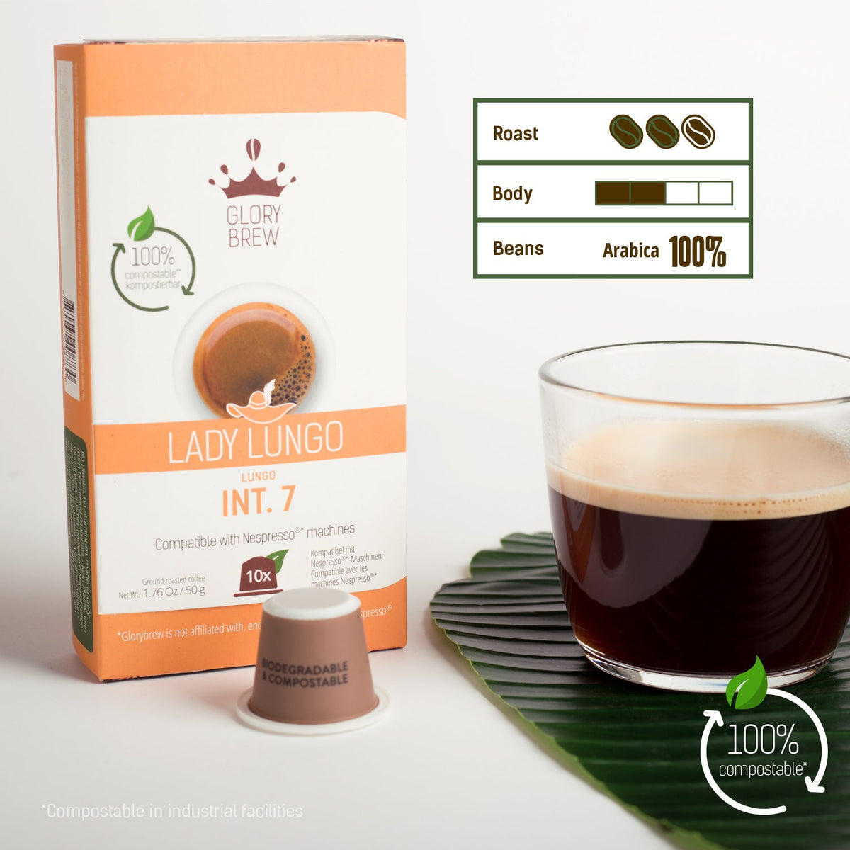 გლორიბრუ ლეიდი ლუნგო - ბიოდეგრადირებადი კაფსულები