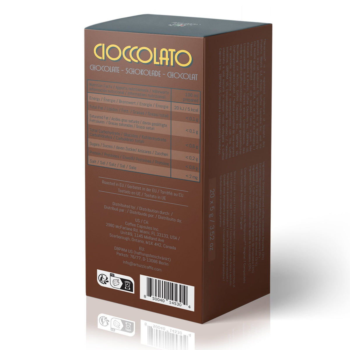 არტუცი ტორინო - შოკოლადი - 20 ალუმინის კაფსულა