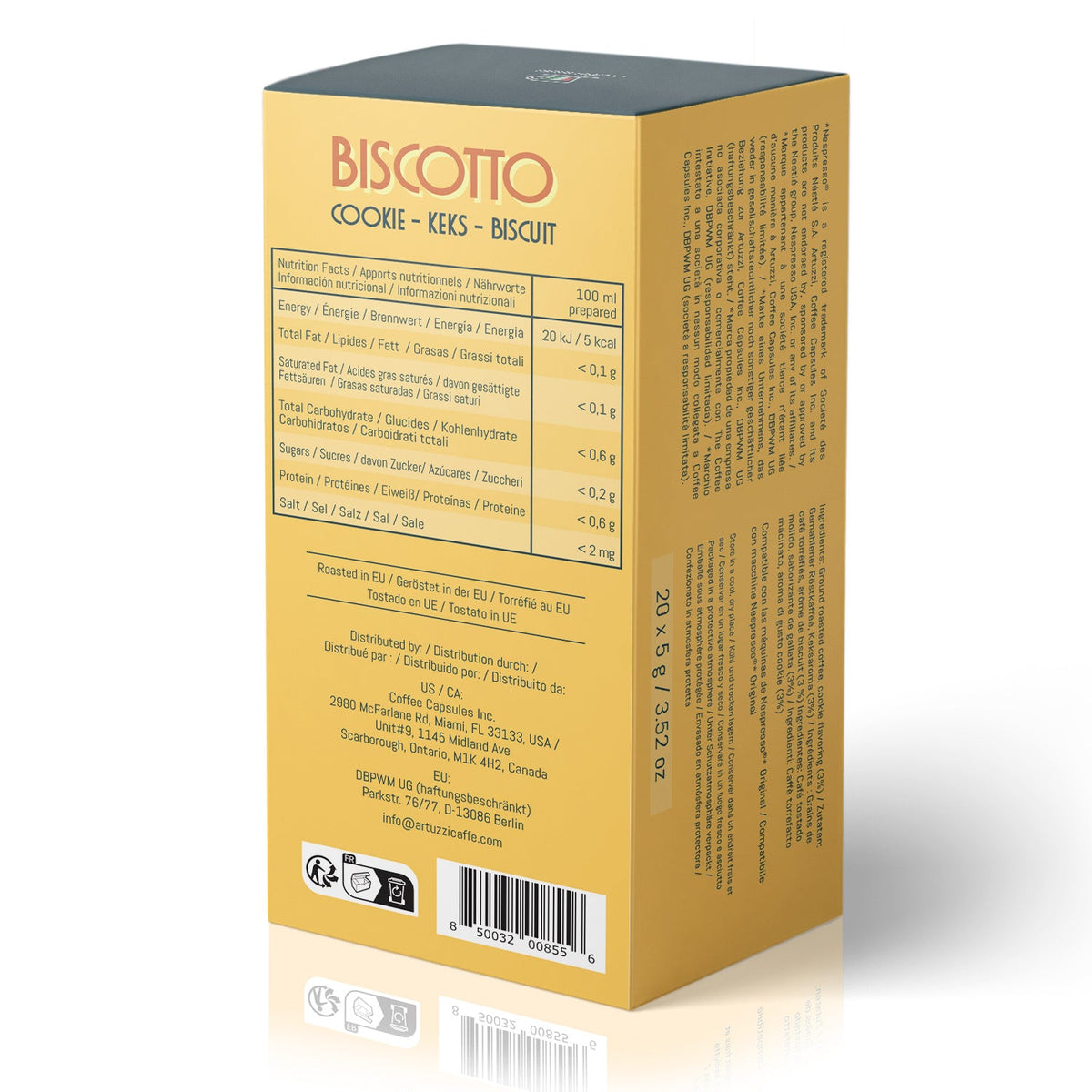 არტუცი ბარი - ქუქი ორცხობილა - 20 ალუმინის კაფსულა