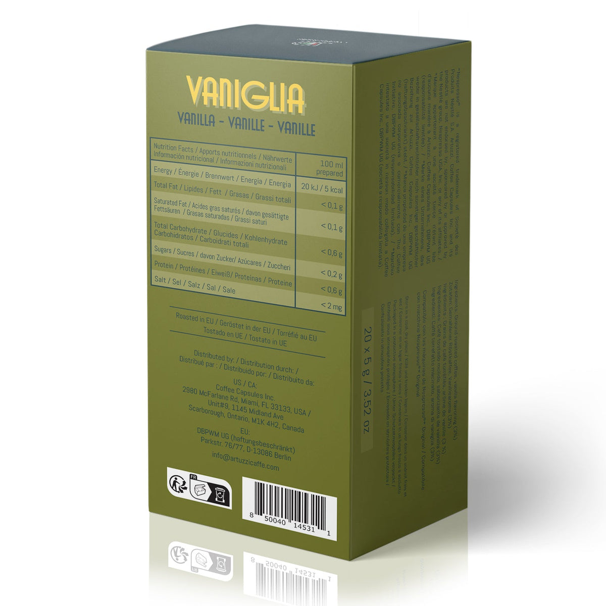 არტუცი სანრემო - ვანილი - 20 ალუმინის კაფსულა