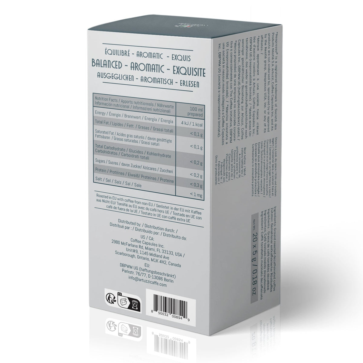 არტუცი პერუჯია - დეკაფ ესპრესო - 20 ალუმინის კაფსულა