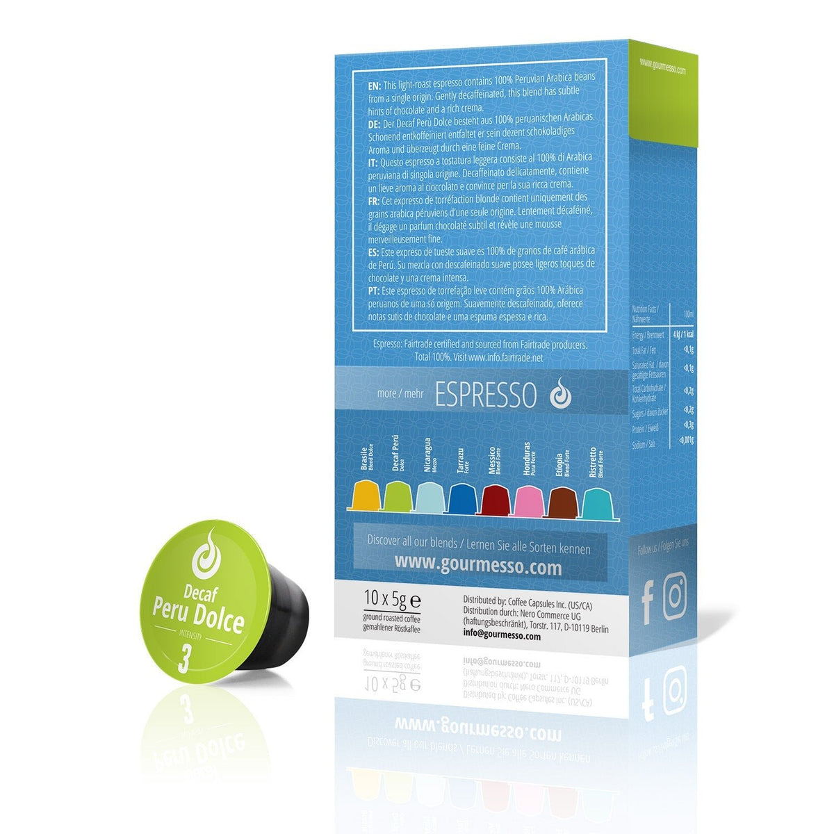 Gourmesso Decaf Peru Dolce - Organic & Fairtrade - 10 Pods-Gourmesso